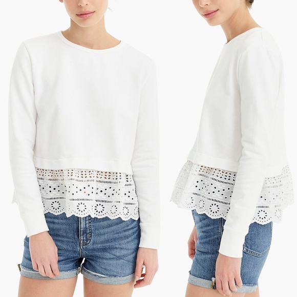 J. Crew Sweaters - J. Crew Eyelet Hem Long Sleeve Sweatshirt M L